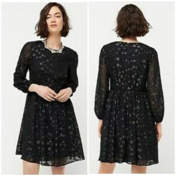 J.Crew Dresses & Skirts - J. Crew Black A-Line Metallic Dot Jacquard Dress Size 4